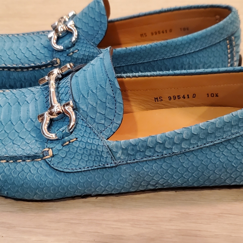 Salvatore ferragamo blue Snakeskin suede